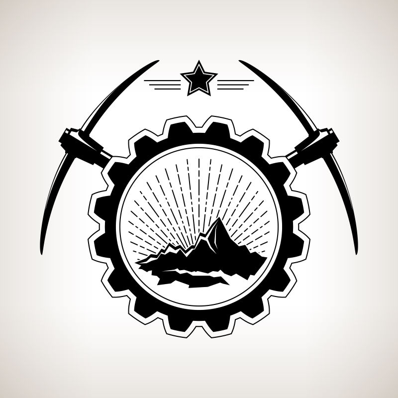 矢量矿山剪影logo设计