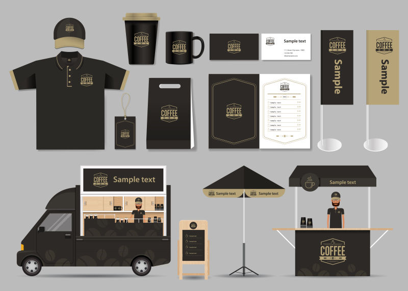 矢量黑金色的高端咖啡品牌企业形象设计