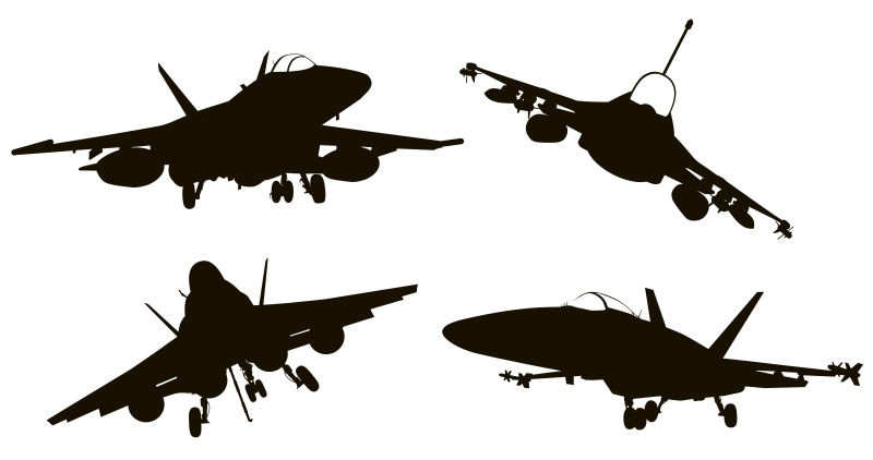空中的战斗机剪影矢量设计