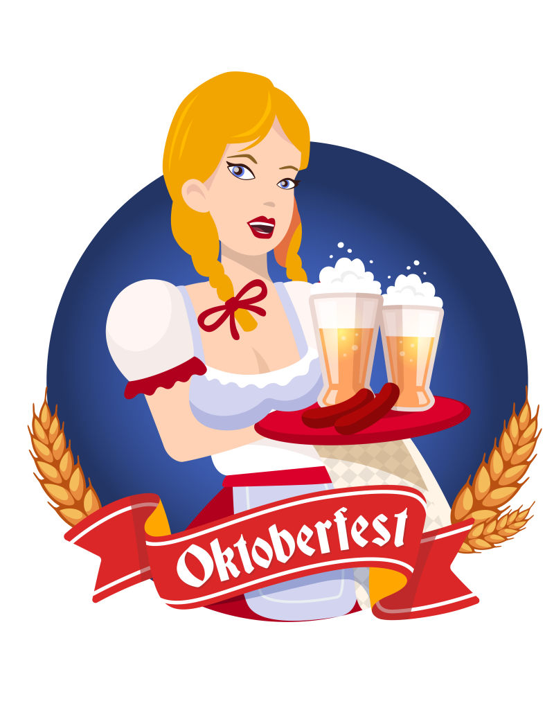 矢量德国传统啤酒女服务员的插图