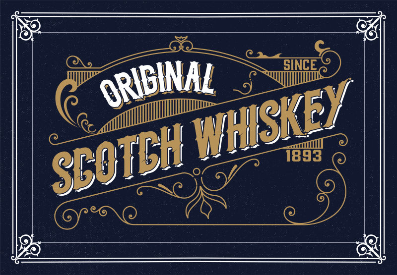 创意矢量威士忌复古标签设计