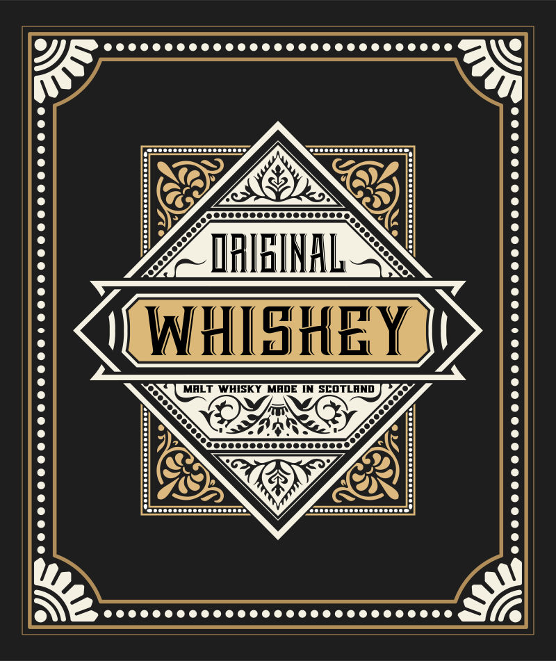 矢量复古风格的威士忌插图