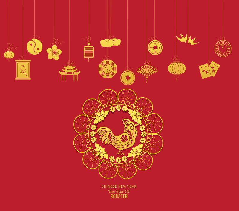 矢量金色插图的中国新年卡片设计