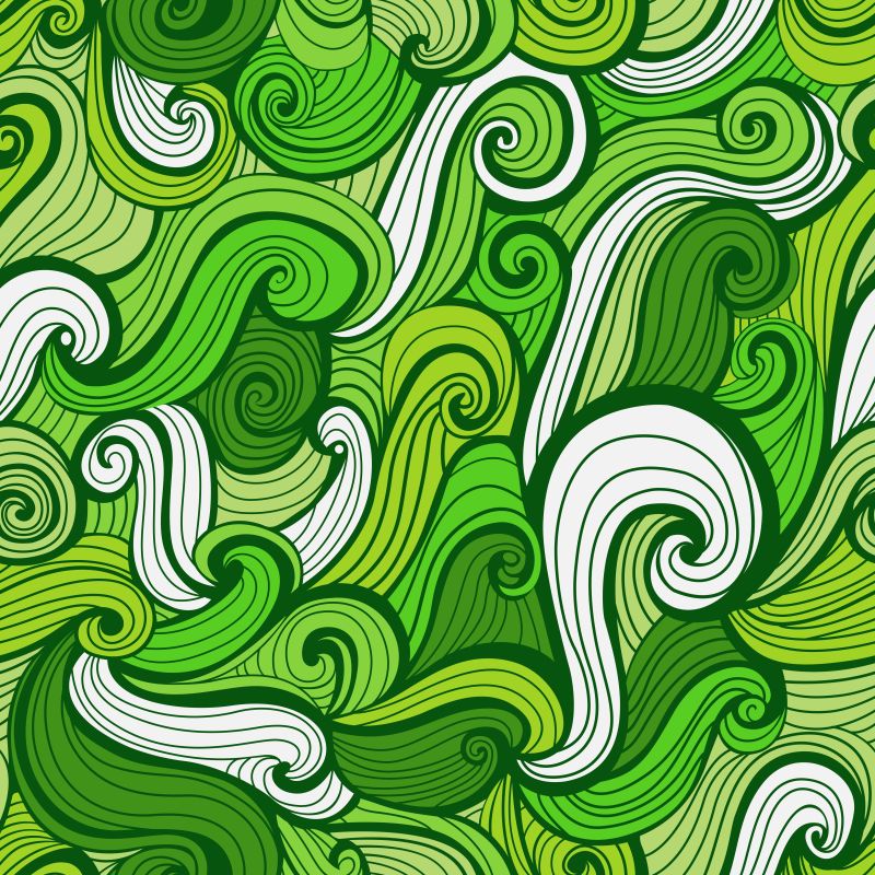 矢量绿色涂鸦风格的无缝插图背景
