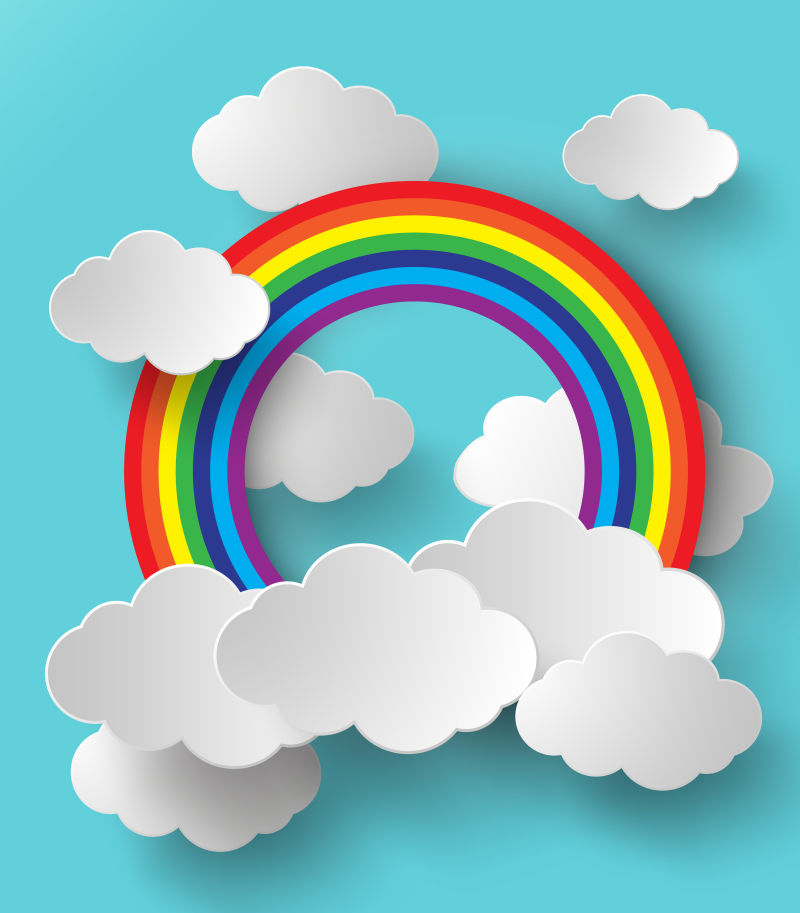 矢量云中的彩虹剪纸