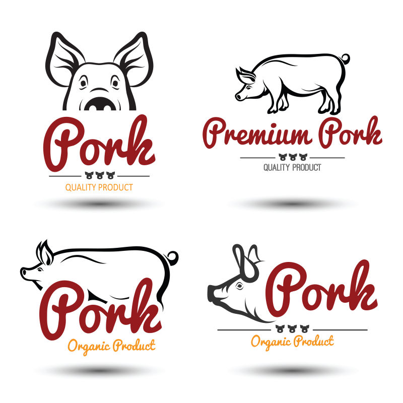 矢量高级猪肉的创意标签设计