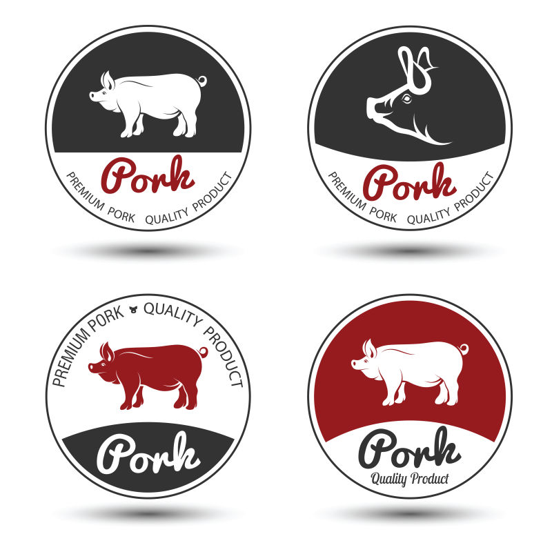矢量猪肉标签创意设计