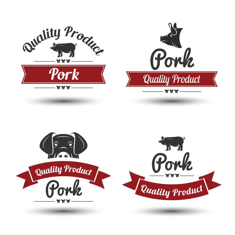 矢量现代高级猪肉标签设计