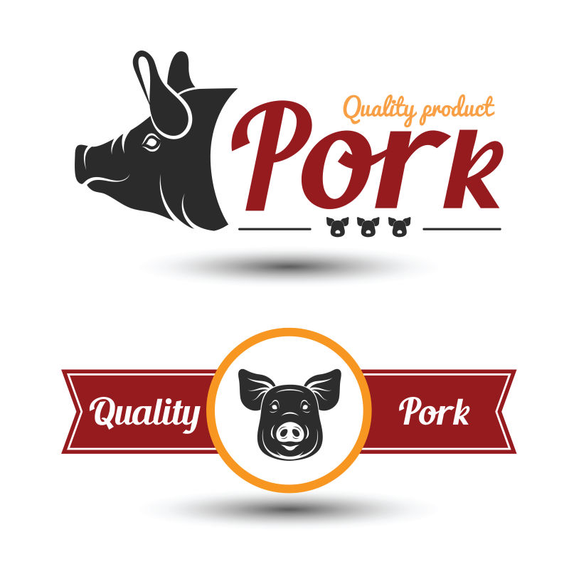 创意矢量猪肉的标签设计