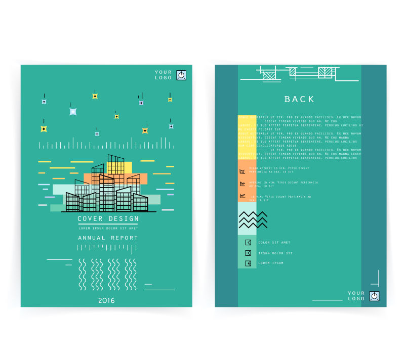 创意矢量线性商业报告封面设计