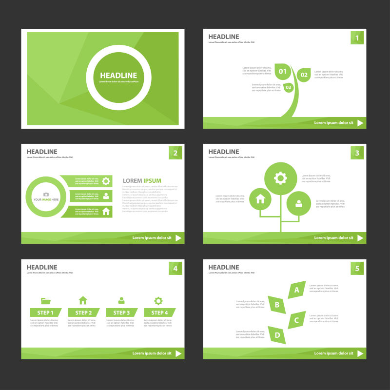 绿色图案的商务幻灯片矢量设计