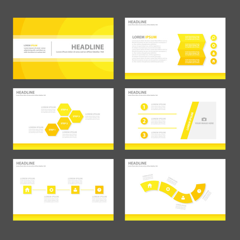 黄色图案的矢量销售手册设计