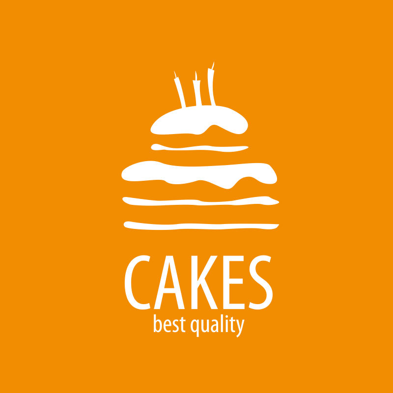 橙色背景上的矢量蛋糕logo