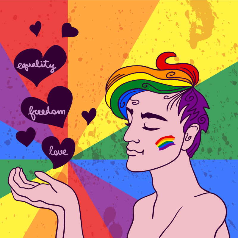 矢量渴望平等恋爱的男同性恋者插图