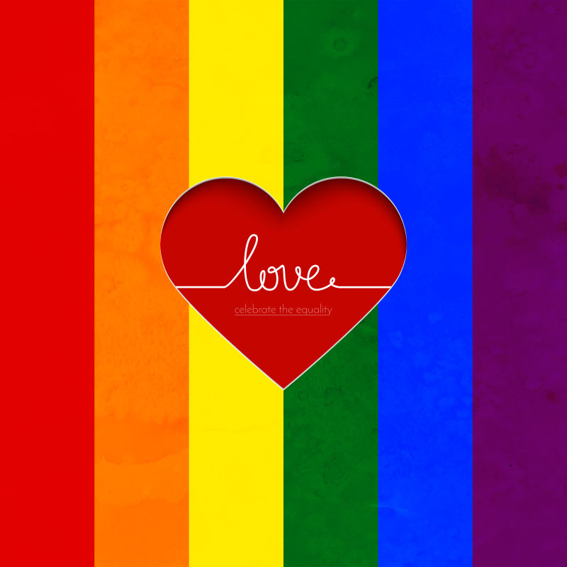 矢量恋爱平等概念的创意彩虹色背景