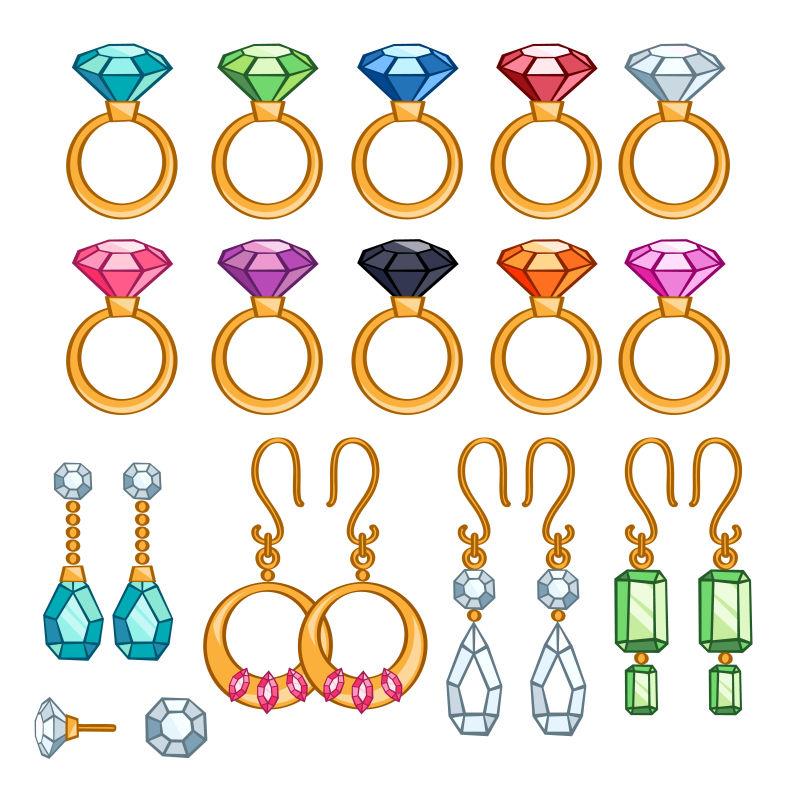 五颜六色的宝石矢量饰品设计