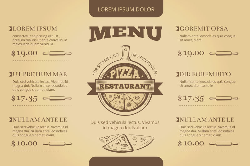 复古的披萨店菜单设计