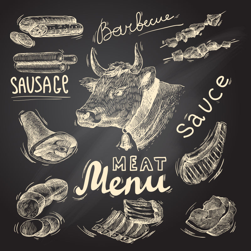 肉类食品标签矢量设计