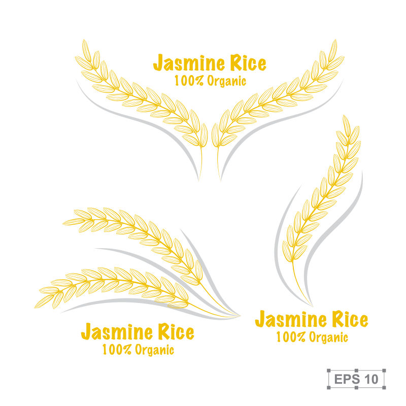 矢量的金色水稻标志设计
