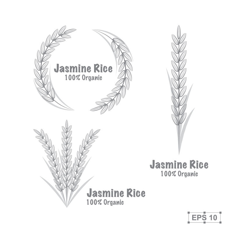 灰色的水稻标志矢量设计