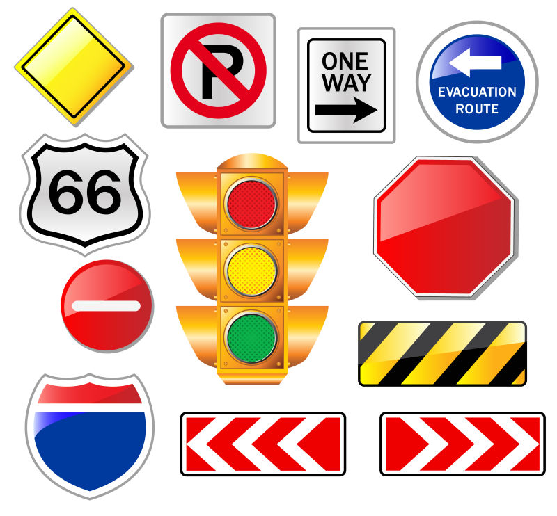 矢量的道路指示标志