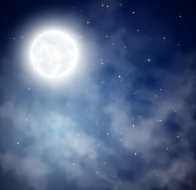 矢量夜空中的月亮和星星