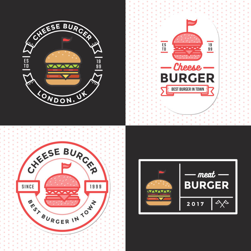 创意汉堡包元素的矢量标志设计