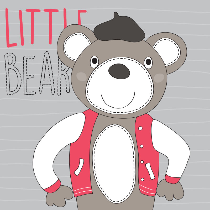 时尚的泰迪熊矢量插图设计