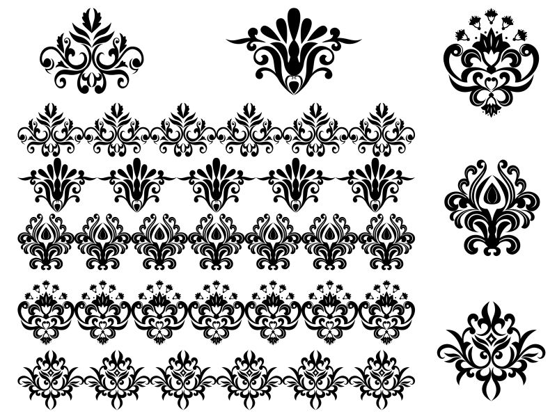 创意矢量欧式风格的装饰花卉装饰设计元素