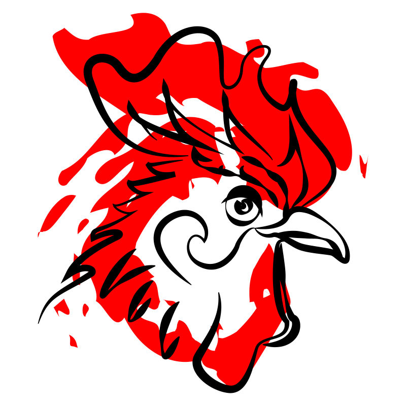 矢量的手绘风格公鸡logo设计