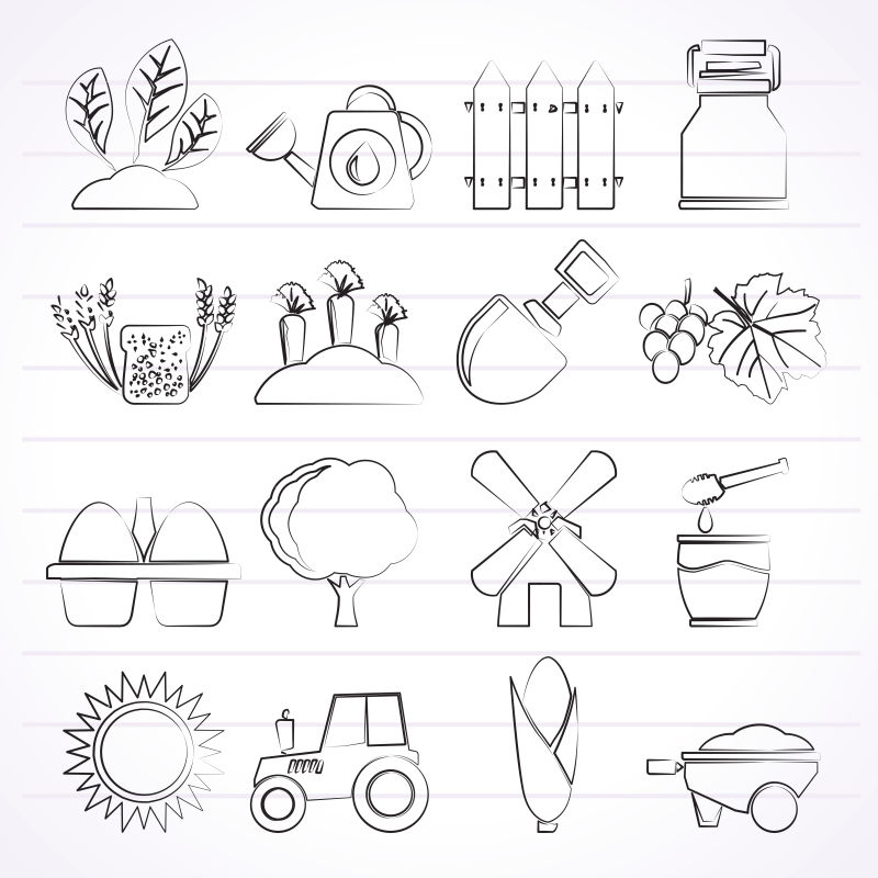 手绘风格的农业插图矢量设计