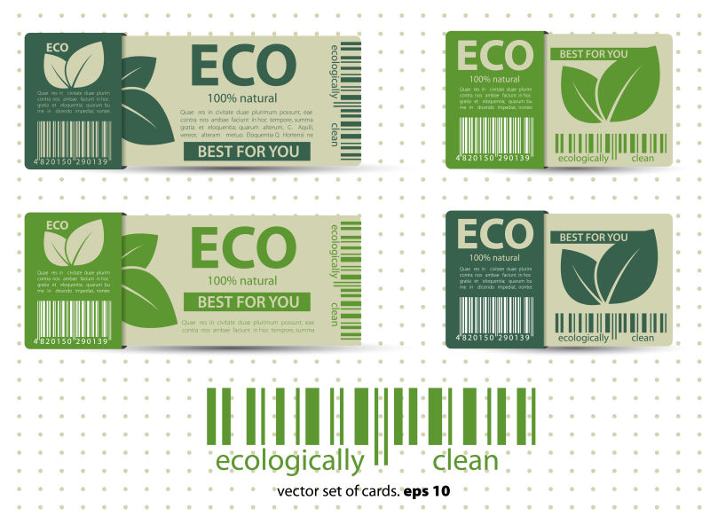 矢量的绿色生态标签设计