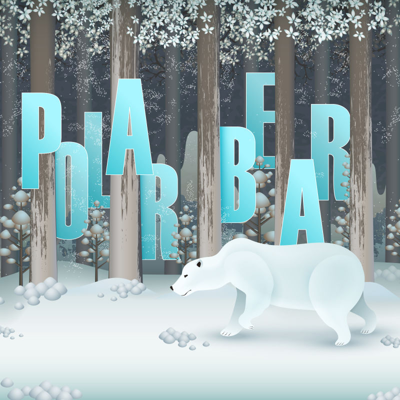 雪地里的北极熊矢量生态主题插图设计