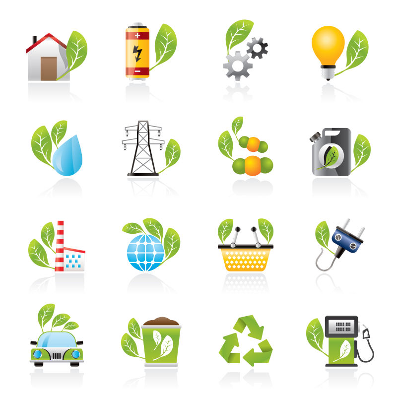 创意矢量绿色生态环保图标设计