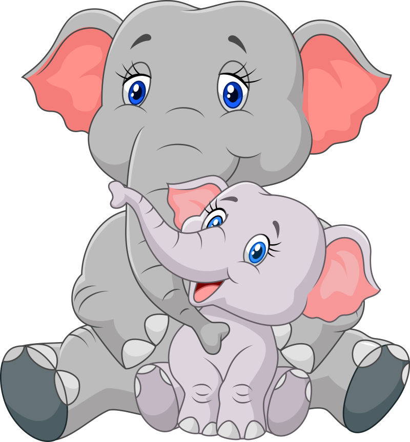 创意矢量和谐的象妈妈和象宝宝
