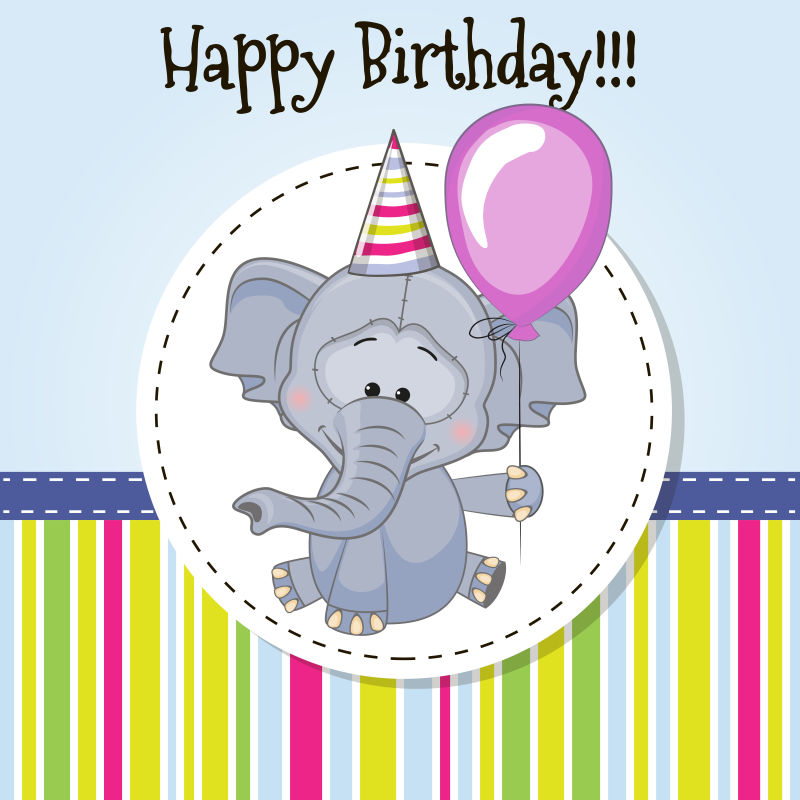 矢量可爱的庆祝生日的大象