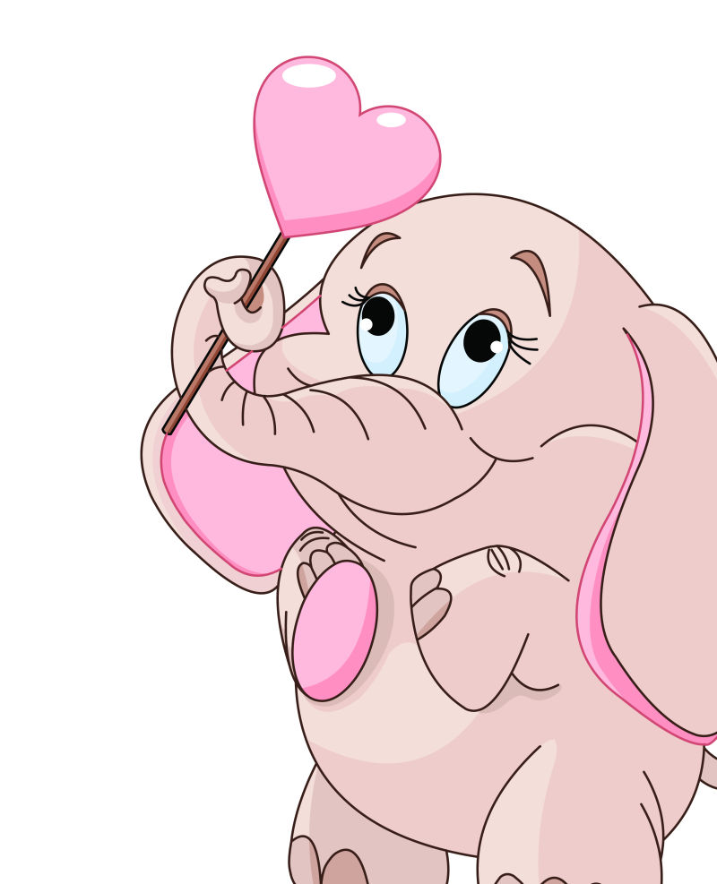 矢量卡通粉色小象插图