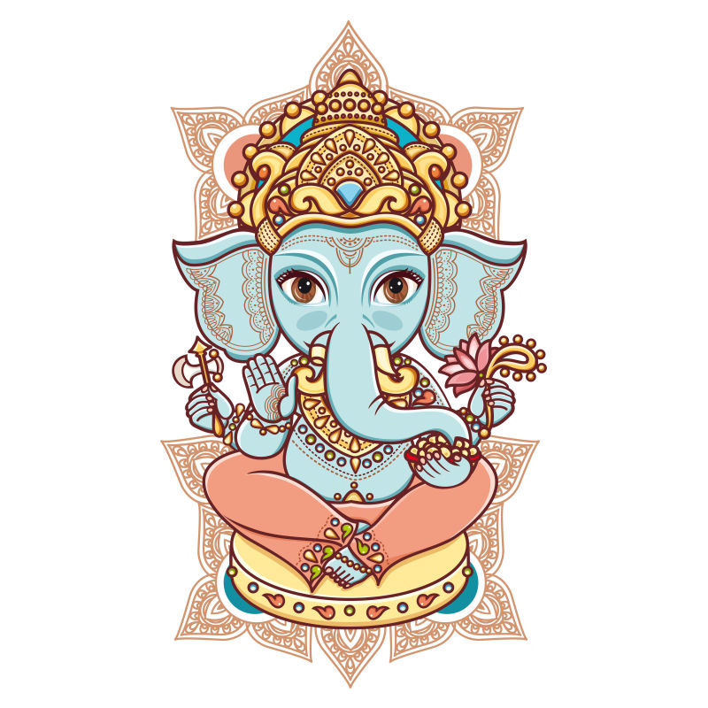 创意矢量印度传统风格的大象插图