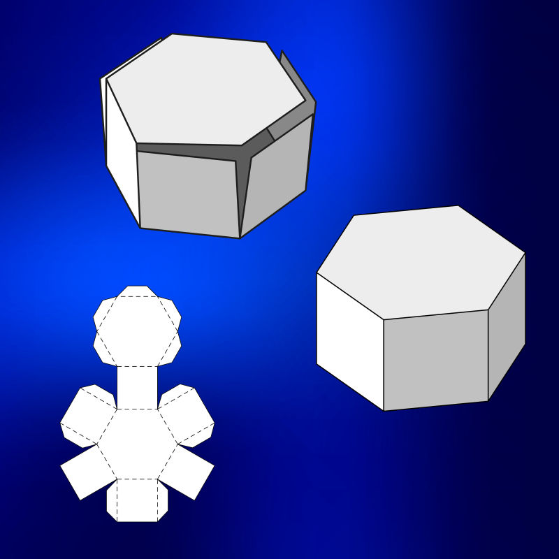 六边形纸盒矢量设计图