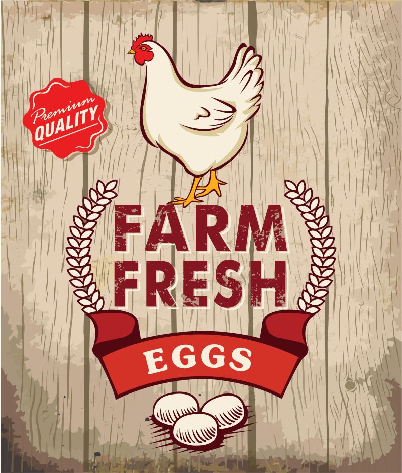 创意矢量农产母鸡的标签设计