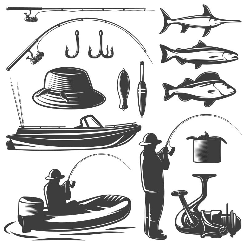 矢量的钓鱼主题插图设计