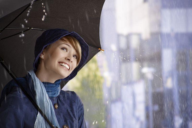 在雨中撑伞的美女