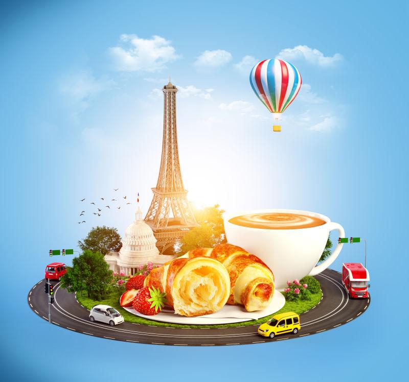 巴黎早餐旅游背景