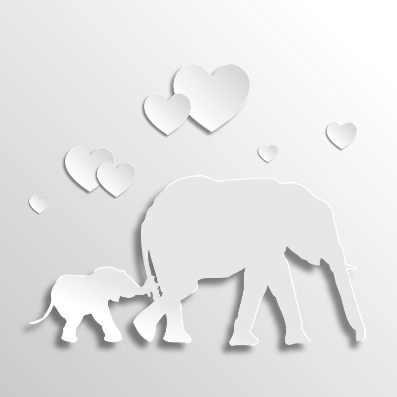 大象母子关爱与关爱剪纸
