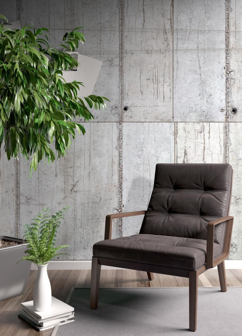 时尚现代室内的三维扶手椅