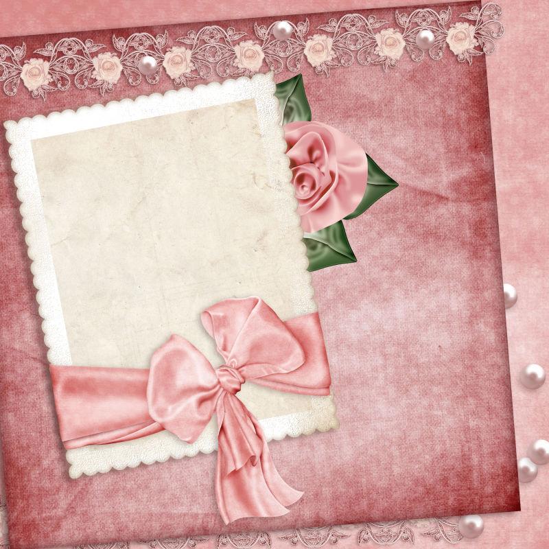 好看的粉色花朵卡片背景