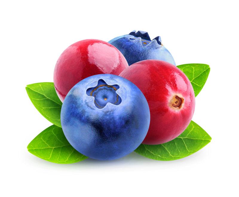 美味的蔓越莓和蓝莓