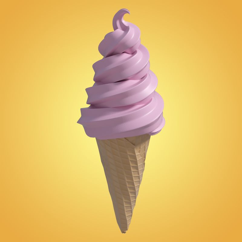 黄色背景草莓冰淇凌
