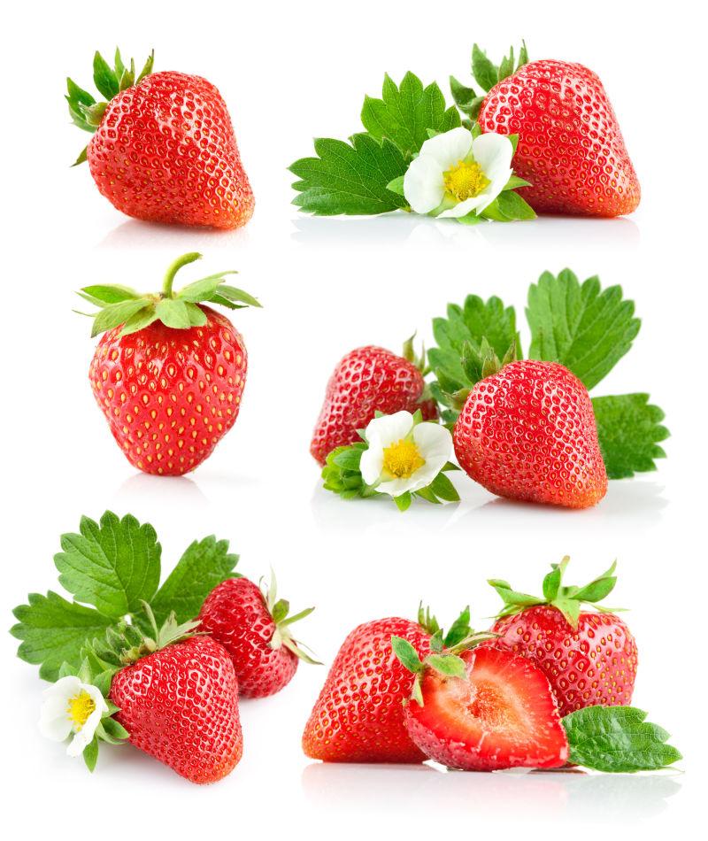 白色背景上新鲜的草莓