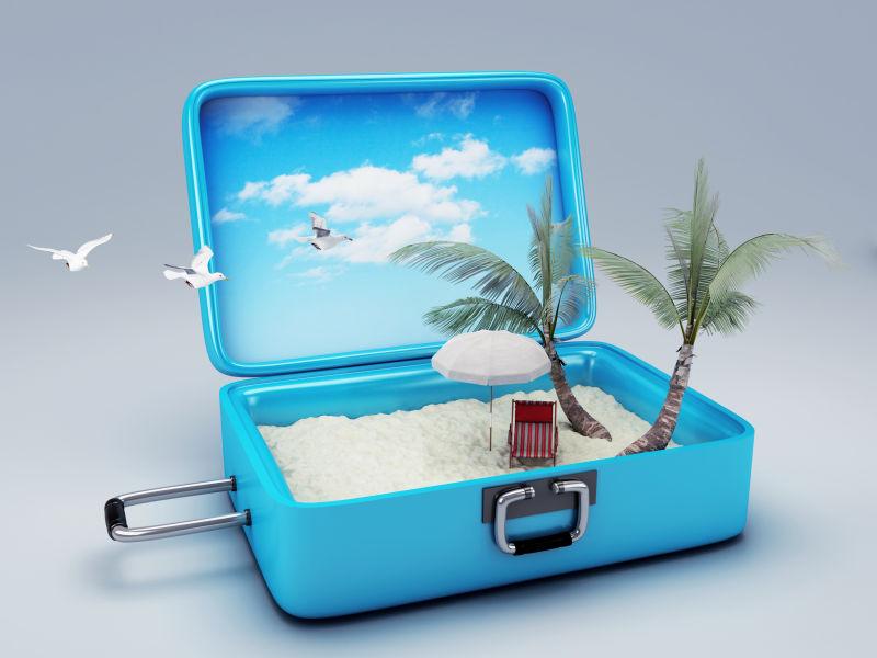海滩度假用的旅行手提箱
